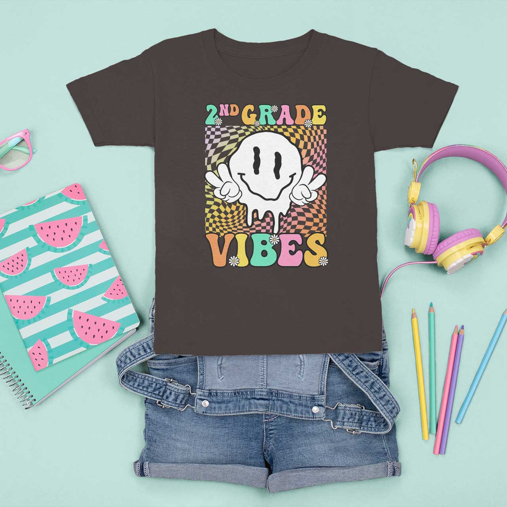 2nd Grade Vibes T Shirt For Kid Retro Groovy Back To School TS09 Dark Chocolate Print Your Wear