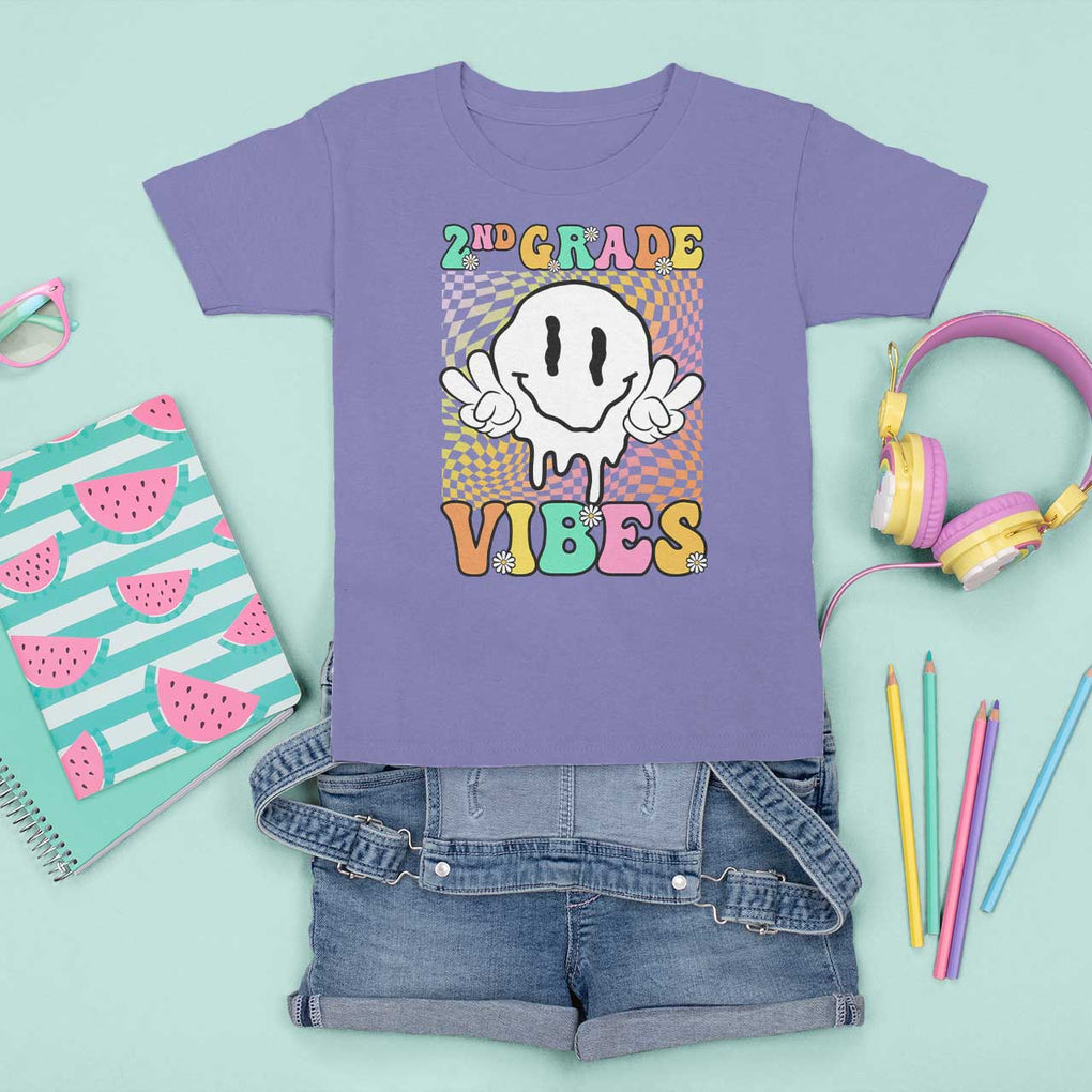 2nd Grade Vibes T Shirt For Kid Retro Groovy Back To School TS09 Violet Print Your Wear