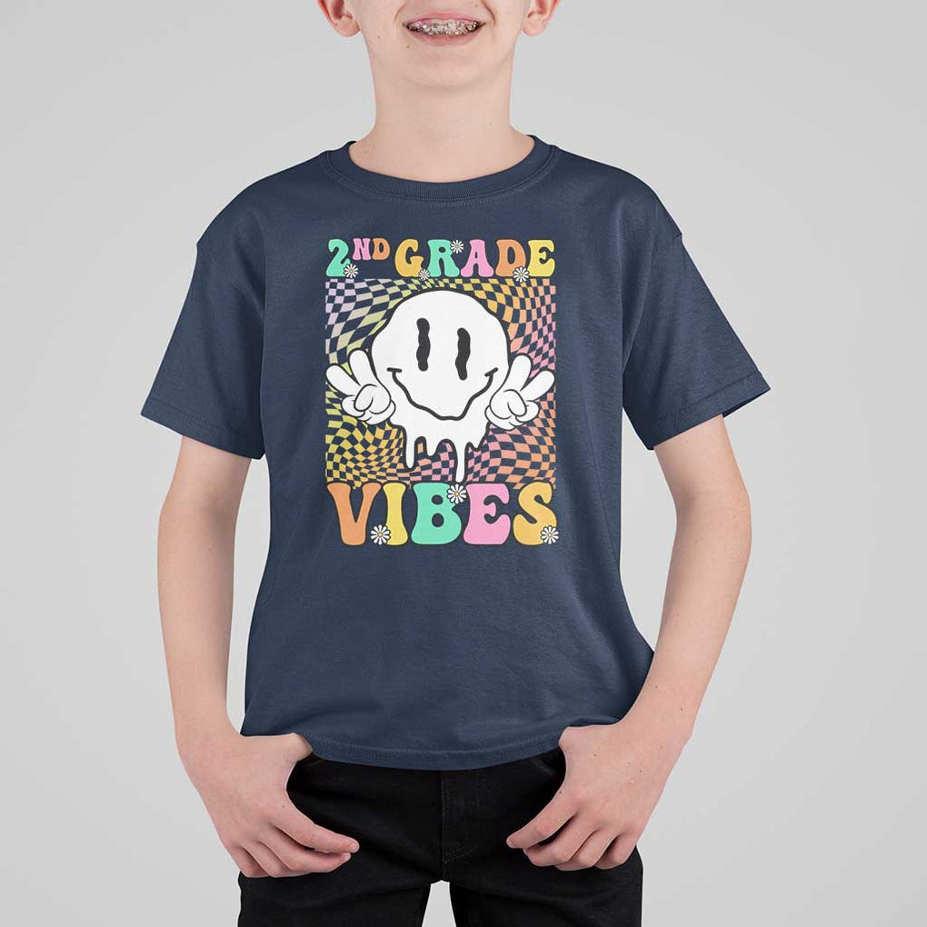 2nd Grade Vibes T Shirt For Kid Retro Groovy Back To School TS09 Navy Print Your Wear
