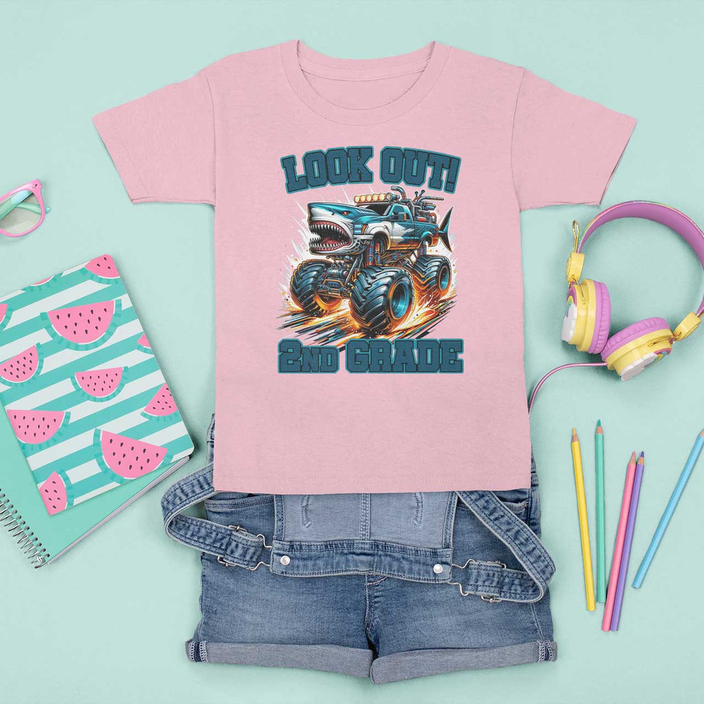 Look Out 2nd Grade Monster Truck T Shirt For Kid TS09 Light Pink Print Your Wear
