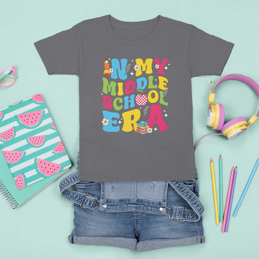 In My Middle School Era Retro Groovy T Shirt For Kid TS09 Charcoal Print Your Wear