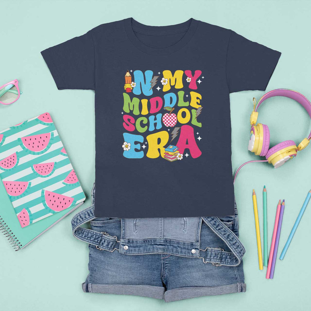 In My Middle School Era Retro Groovy T Shirt For Kid TS09 Navy Print Your Wear