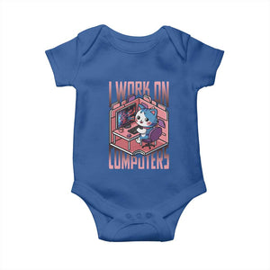 Funny Programmer Baby Onesie I Work On Computers Japan Anime Cat TS09 Royal Blue Print Your Wear