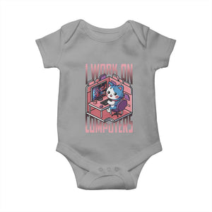 Funny Programmer Baby Onesie I Work On Computers Japan Anime Cat TS09 Sport Gray Print Your Wear