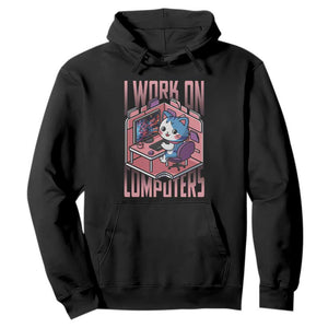 Funny Programmer Hoodie I Work On Computers Japan Anime Cat TS09 Black Print Your Wear