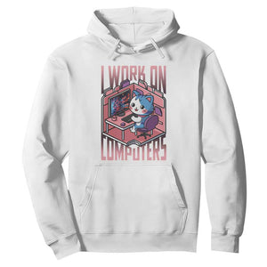Funny Programmer Hoodie I Work On Computers Japan Anime Cat TS09 White Print Your Wear