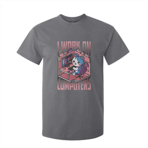 Funny Programmer T Shirt For Kid I Work On Computers Japan Anime Cat TS09 Charcoal Print Your Wear