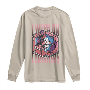 Funny Programmer Long Sleeve Shirt I Work On Computers Japan Anime Cat TS09 Sand Print Your Wear