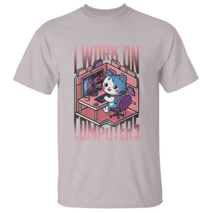 Funny Programmer T Shirt I Work On Computers Japan Anime Cat TS09 Ice Gray Print Your Wear