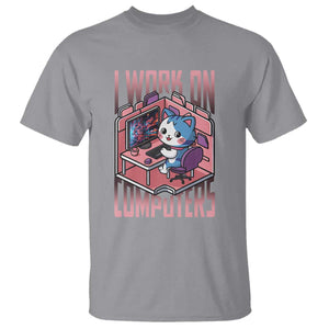 Funny Programmer T Shirt I Work On Computers Japan Anime Cat TS09 Sport Gray Print Your Wear