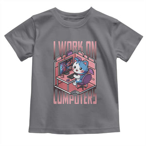 Funny Programmer Toddler T Shirt I Work On Computers Japan Anime Cat TS09 Charcoal Print Your Wear