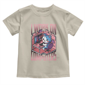 Funny Programmer Toddler T Shirt I Work On Computers Japan Anime Cat TS09 Sand Print Your Wear