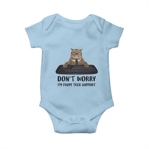 Funny Don't Worry I'm From Tech Support Baby Onesie TS09 Light Blue Print Your Wear