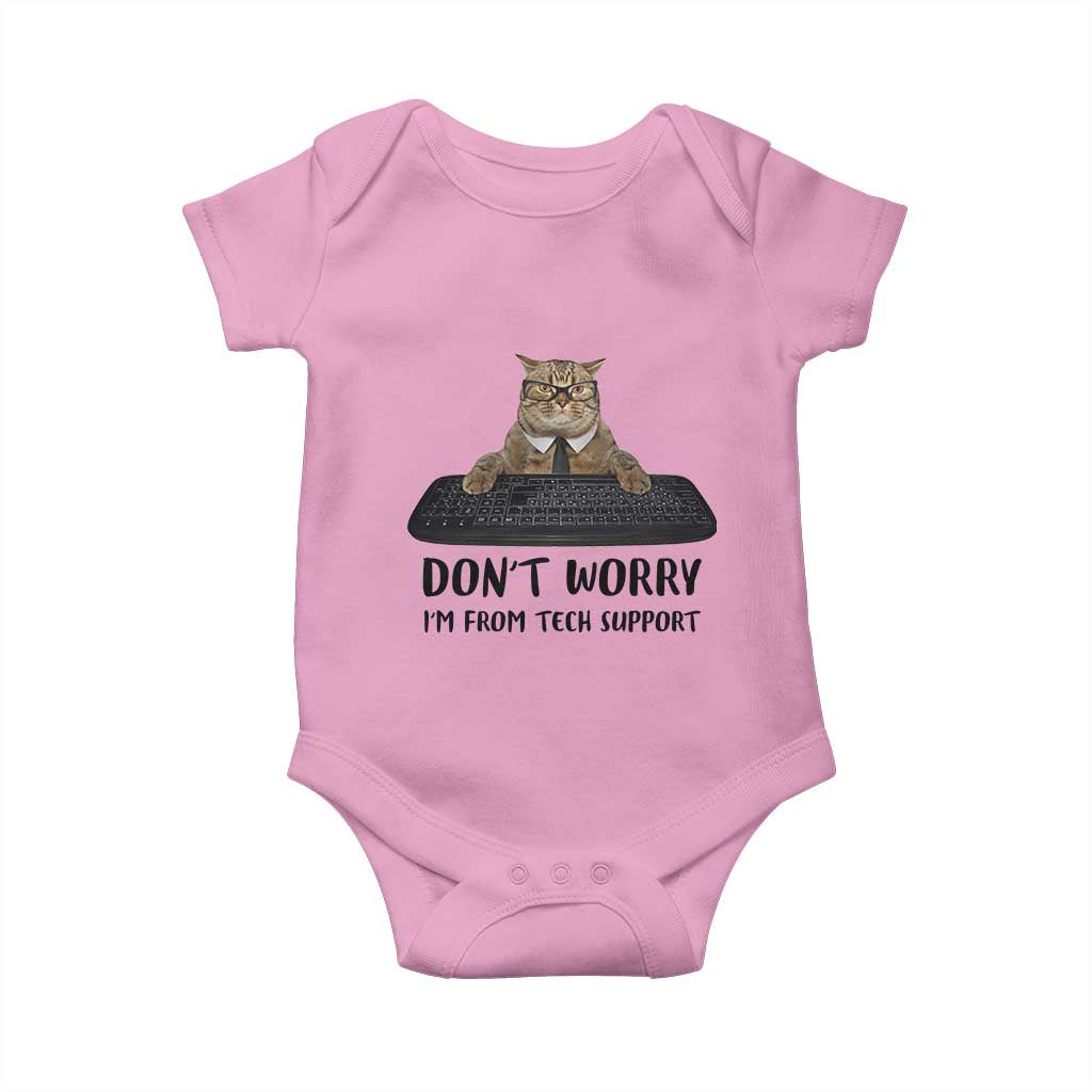 Funny Don't Worry I'm From Tech Support Baby Onesie TS09 Light Pink Print Your Wear