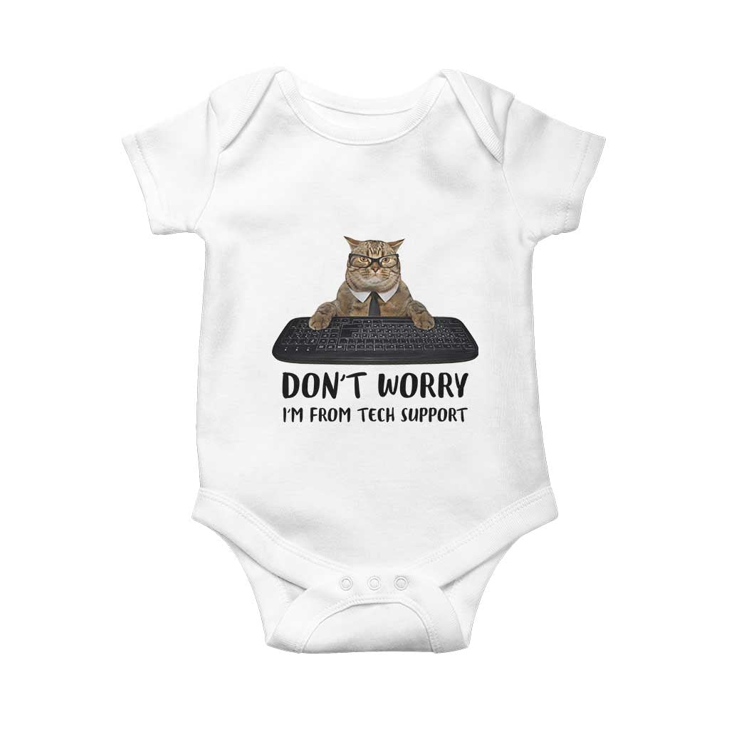 Funny Don't Worry I'm From Tech Support Baby Onesie TS09 White Print Your Wear