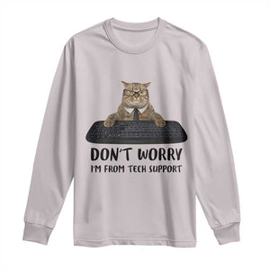 Funny Don't Worry I'm From Tech Support Long Sleeve Shirt TS09 Ice Gray Print Your Wear