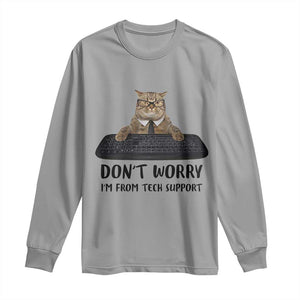 Funny Don't Worry I'm From Tech Support Long Sleeve Shirt TS09 Sport Gray Print Your Wear