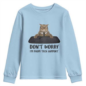 Funny Don't Worry I'm From Tech Support Youth Sweatshirt TS09 Light Blue Print Your Wear