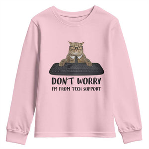 Funny Don't Worry I'm From Tech Support Youth Sweatshirt TS09 Light Pink Print Your Wear