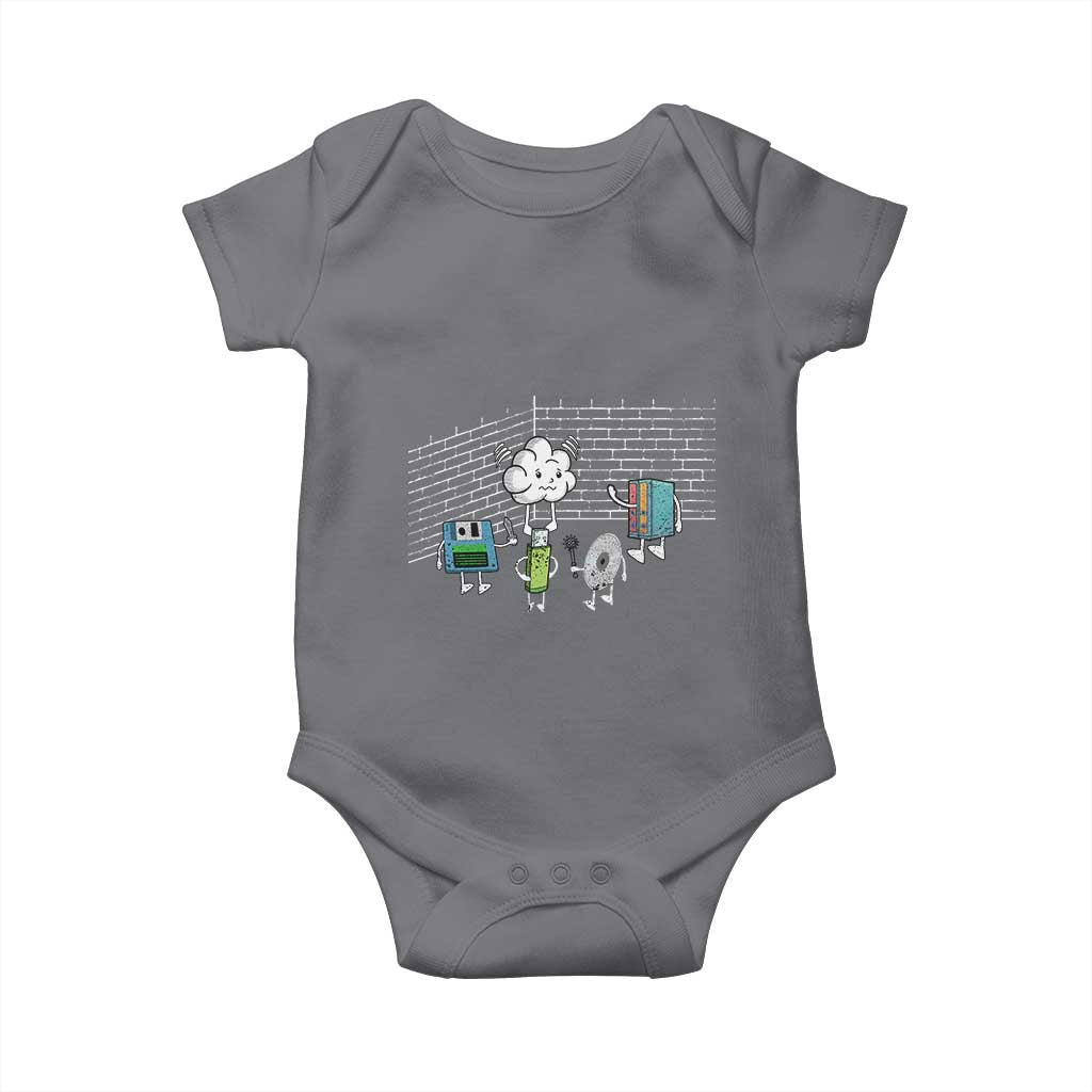 Funny Software Developers Baby Onesie Computer Storage Evolution Cloud TS09 Charcoal Print Your Wear