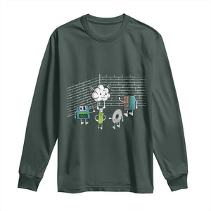 Funny Software Developers Long Sleeve Shirt Computer Storage Evolution Cloud TS09 Dark Forest Green Print Your Wear