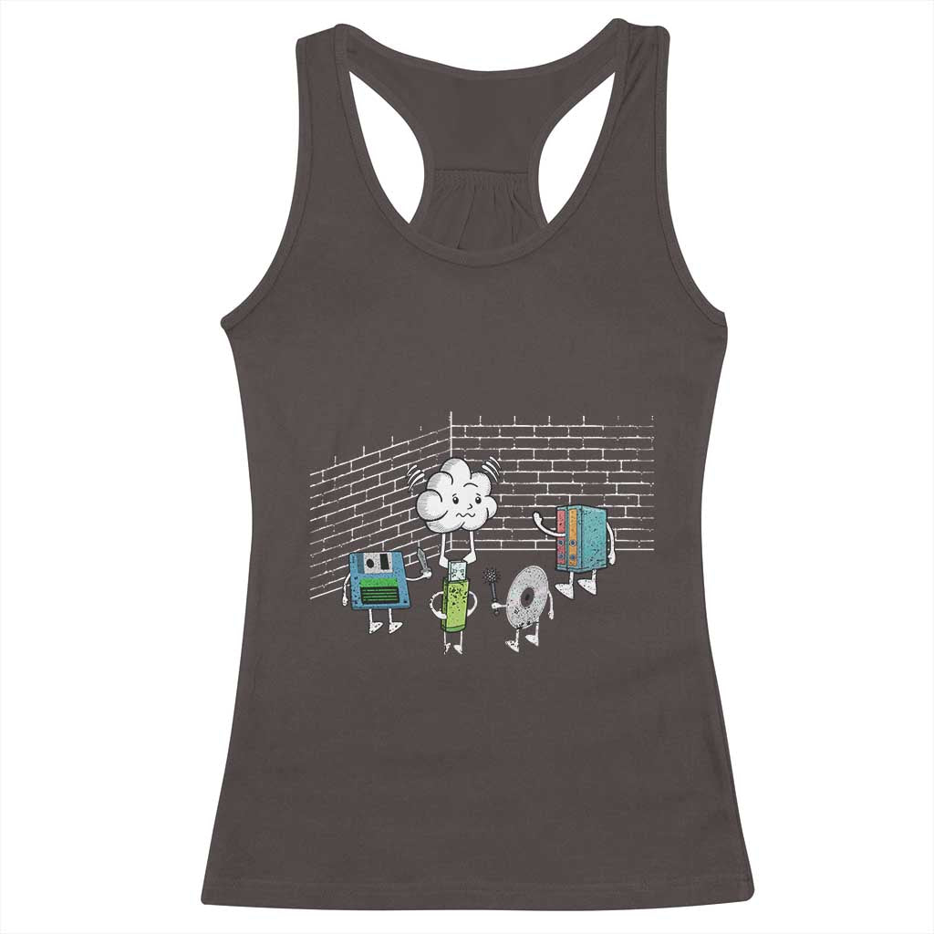 Funny Software Developers Racerback Tank Top Computer Storage Evolution Cloud TS09 Dark Chocolate Print Your Wear