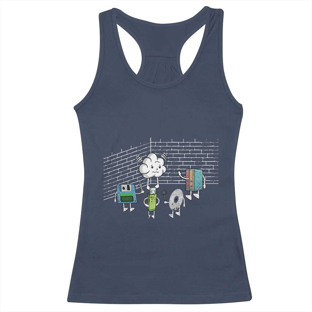 Funny Software Developers Racerback Tank Top Computer Storage Evolution Cloud TS09 Navy Print Your Wear