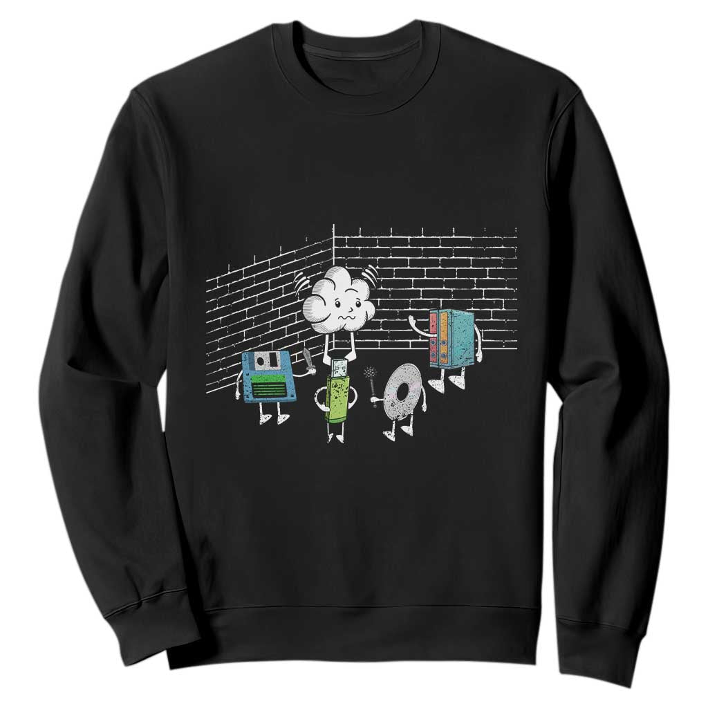 Funny Software Developers Sweatshirt Computer Storage Evolution Cloud TS09 Black Print Your Wear