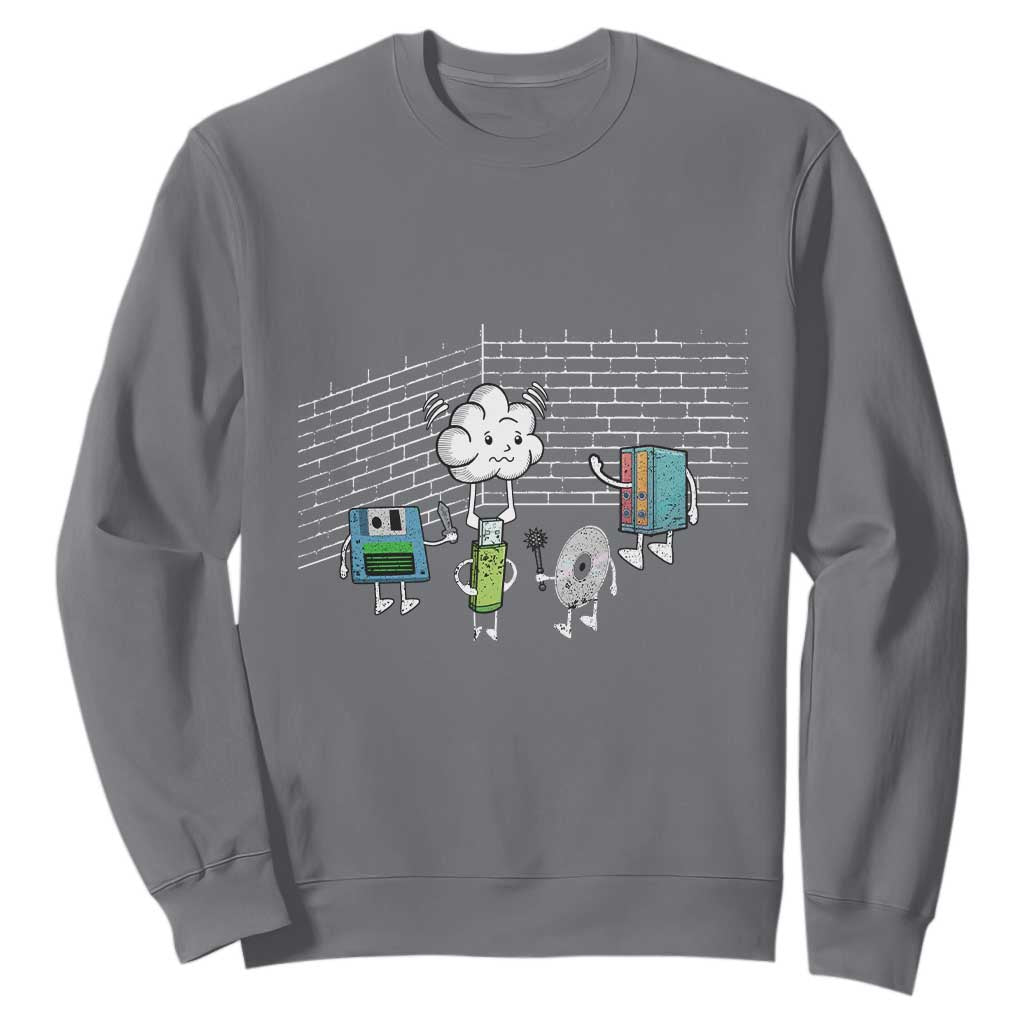Funny Software Developers Sweatshirt Computer Storage Evolution Cloud TS09 Charcoal Print Your Wear