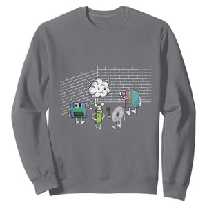 Funny Software Developers Sweatshirt Computer Storage Evolution Cloud TS09 Charcoal Print Your Wear