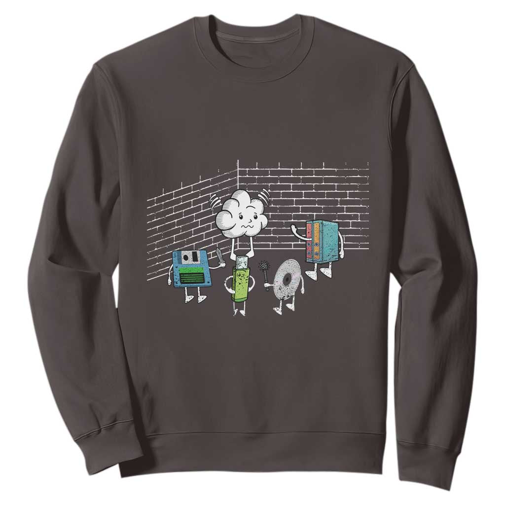 Funny Software Developers Sweatshirt Computer Storage Evolution Cloud TS09 Dark Chocolate Print Your Wear