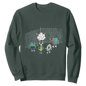 Funny Software Developers Sweatshirt Computer Storage Evolution Cloud TS09 Dark Forest Green Print Your Wear