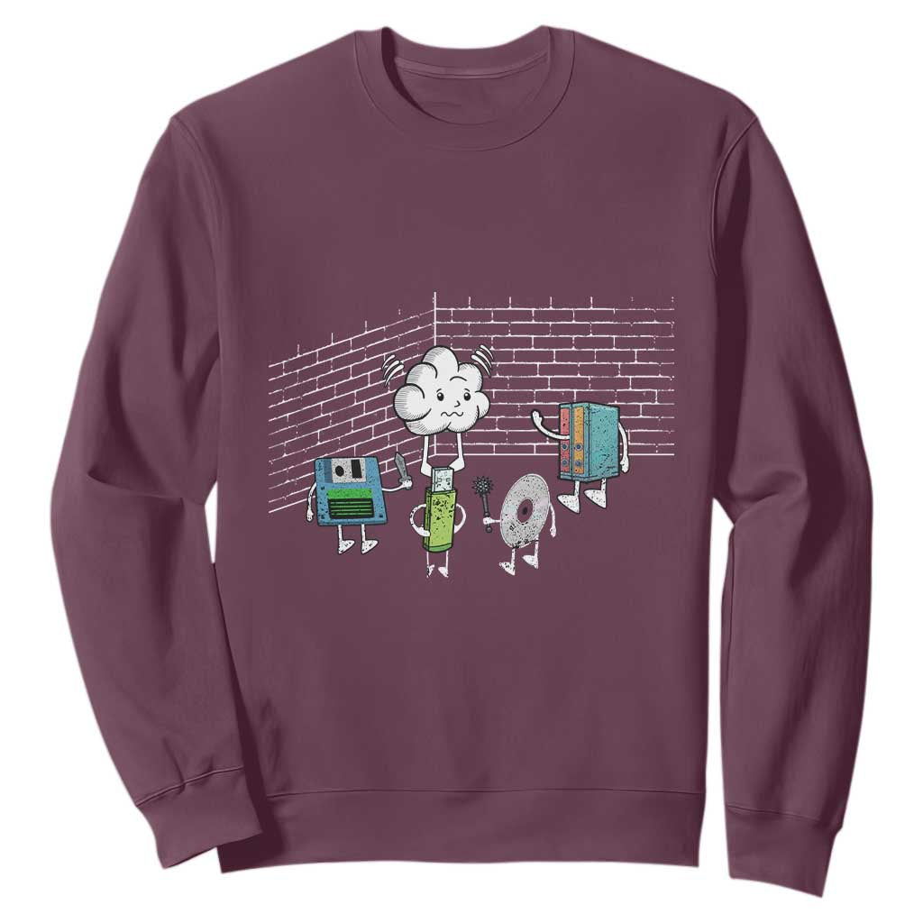 Funny Software Developers Sweatshirt Computer Storage Evolution Cloud TS09 Maroon Print Your Wear