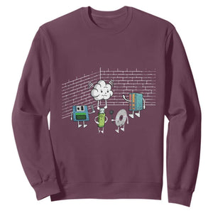 Funny Software Developers Sweatshirt Computer Storage Evolution Cloud TS09 Maroon Print Your Wear