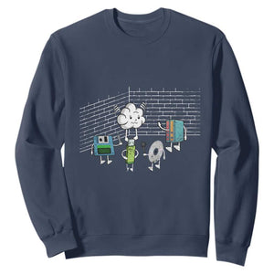 Funny Software Developers Sweatshirt Computer Storage Evolution Cloud TS09 Navy Print Your Wear