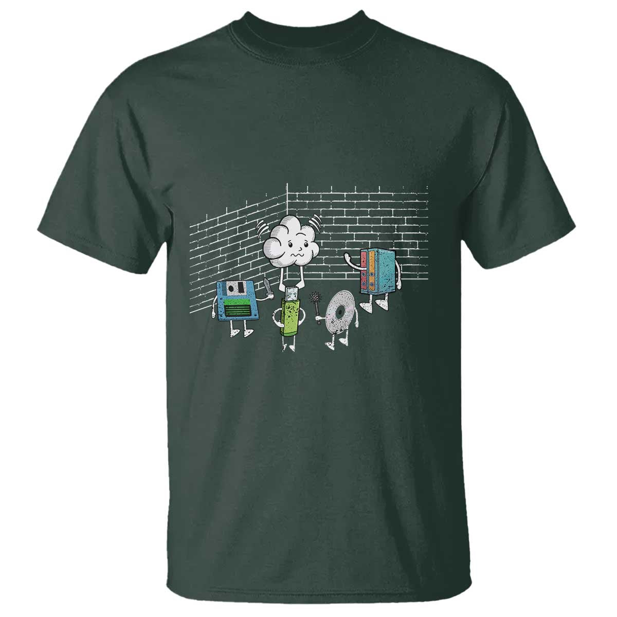 Funny Software Developers T Shirt Computer Storage Evolution Cloud TS09 Dark Forest Green Print Your Wear