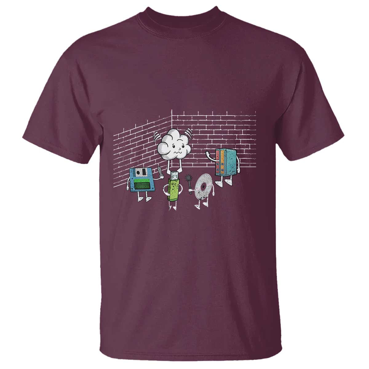 Funny Software Developers T Shirt Computer Storage Evolution Cloud TS09 Maroon Print Your Wear