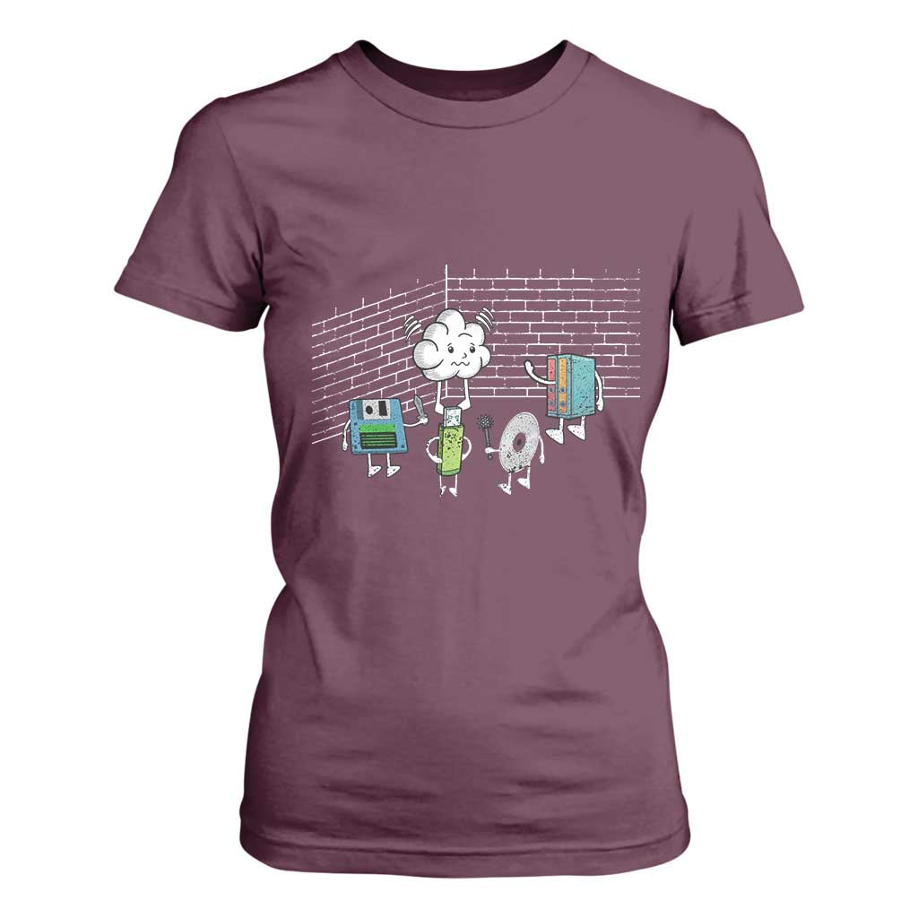 Funny Software Developers T Shirt For Women Computer Storage Evolution Cloud TS09 Maroon Print Your Wear
