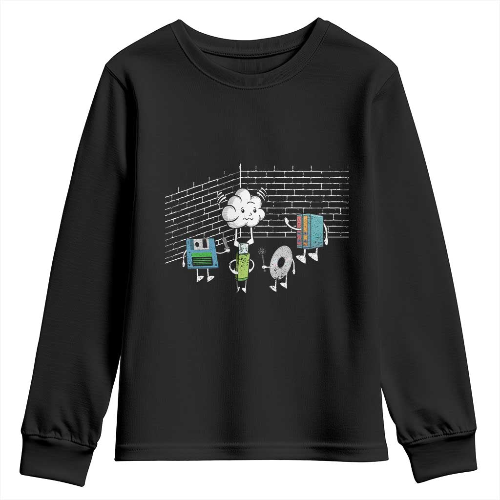 Funny Software Developers Youth Sweatshirt Computer Storage Evolution Cloud TS09 Black Print Your Wear