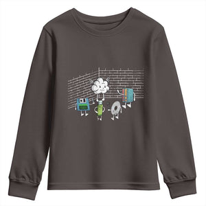 Funny Software Developers Youth Sweatshirt Computer Storage Evolution Cloud TS09 Dark Chocolate Print Your Wear