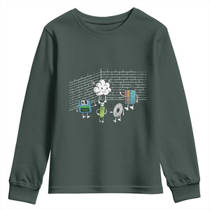 Funny Software Developers Youth Sweatshirt Computer Storage Evolution Cloud TS09 Dark Forest Green Print Your Wear