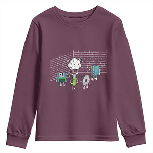 Funny Software Developers Youth Sweatshirt Computer Storage Evolution Cloud TS09 Maroon Print Your Wear