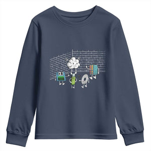 Funny Software Developers Youth Sweatshirt Computer Storage Evolution Cloud TS09 Navy Print Your Wear