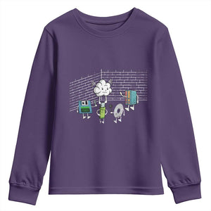 Funny Software Developers Youth Sweatshirt Computer Storage Evolution Cloud TS09 Purple Print Your Wear