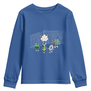 Funny Software Developers Youth Sweatshirt Computer Storage Evolution Cloud TS09 Royal Blue Print Your Wear