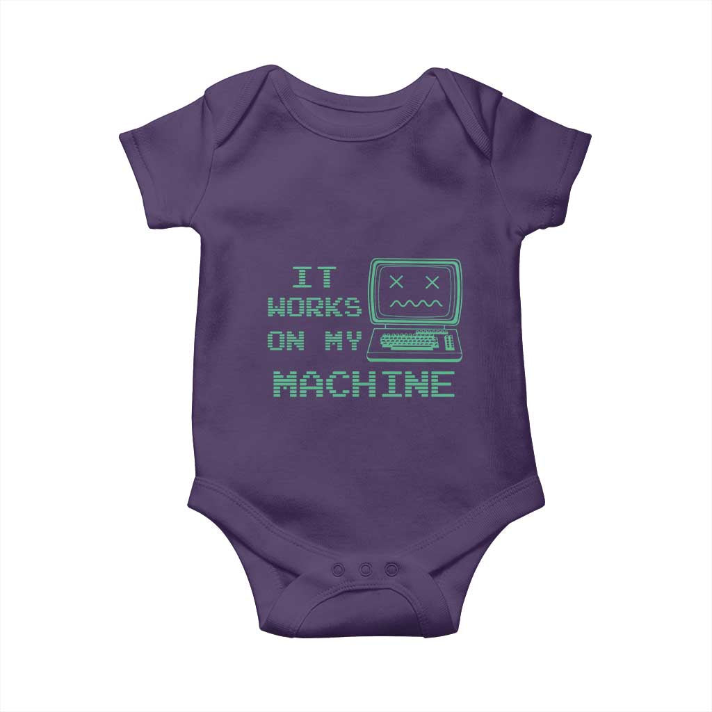 Funny Programmer Baby Onesie It Works On My Machine TS09 Purple Print Your Wear