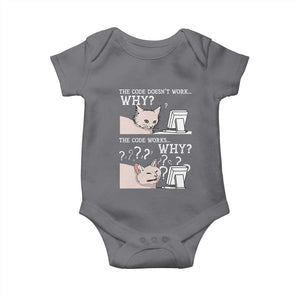 Funny Coder Baby Onesie The Code Doesn't Work Why Cat Meme TS09 Charcoal Print Your Wear