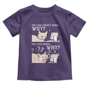 Funny Coder Toddler T Shirt The Code Doesn't Work Why Cat Meme TS09 Purple Print Your Wear