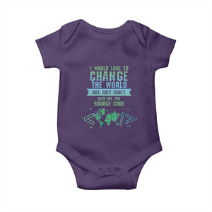 Funny Coder Baby Onesie I Would Like To Change The World TS09 Purple Print Your Wear
