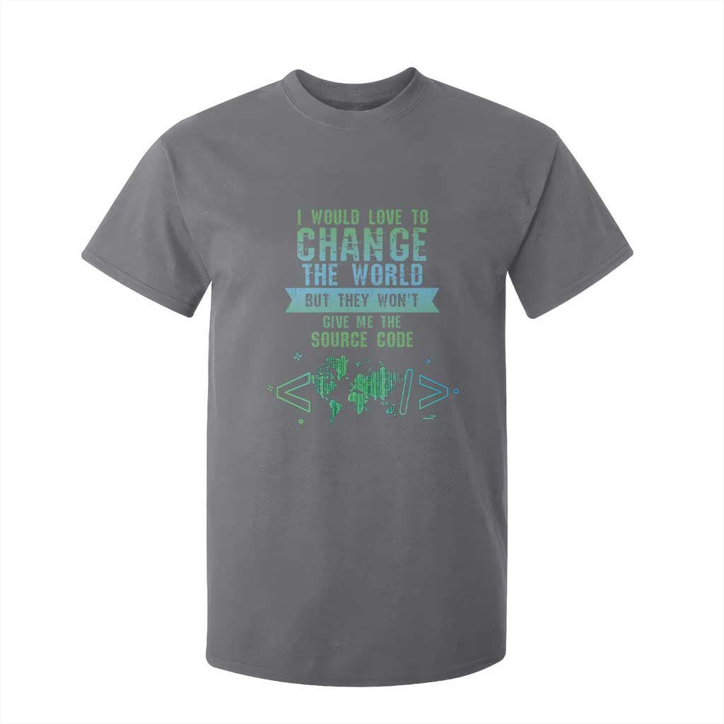 Funny Coder T Shirt For Kid I Would Like To Change The World TS09 Charcoal Print Your Wear